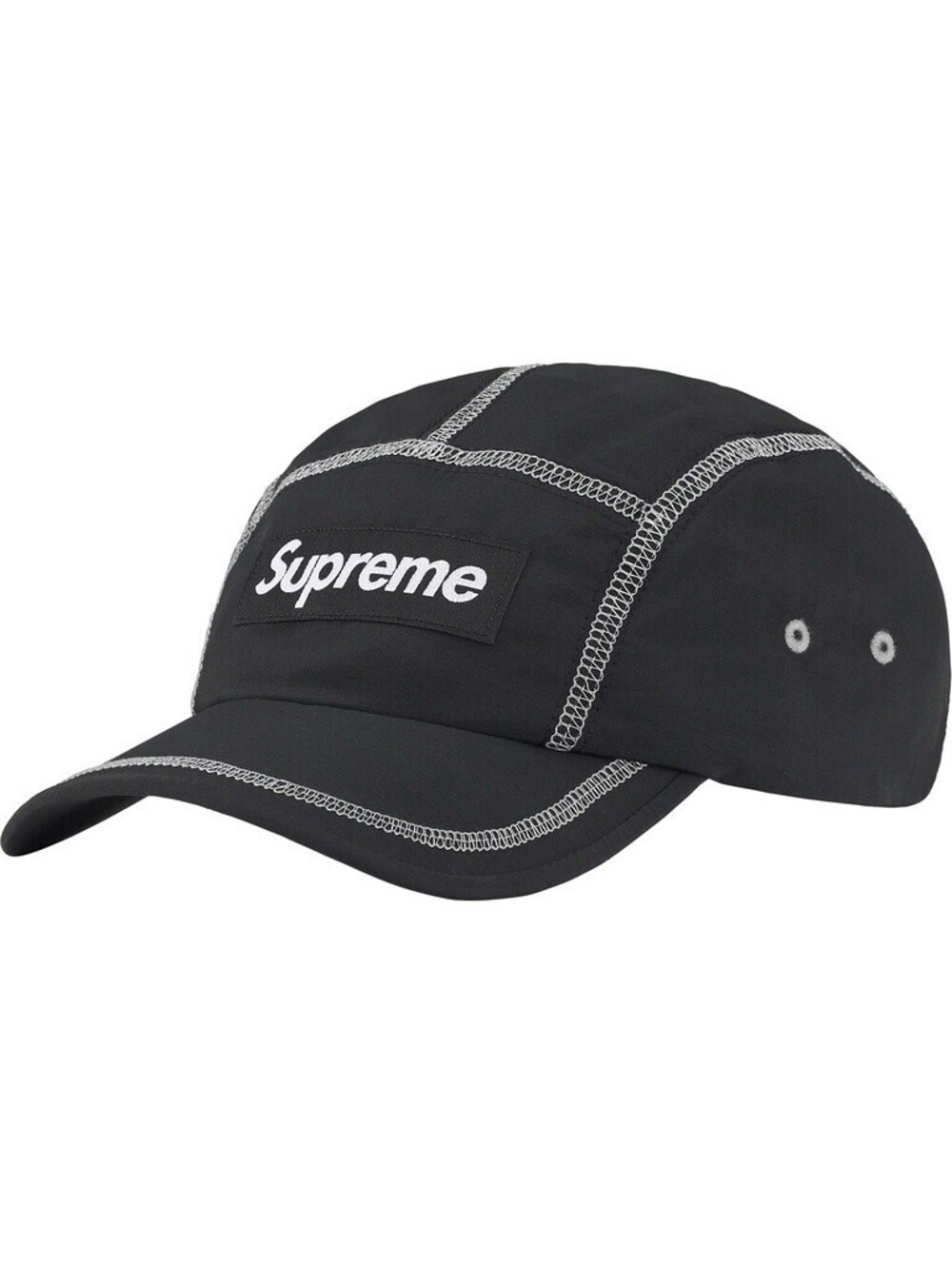 NEW Supreme Reflective Stitch Camp Cap Black Hat SS23 Waterproof Compass BoxLogo